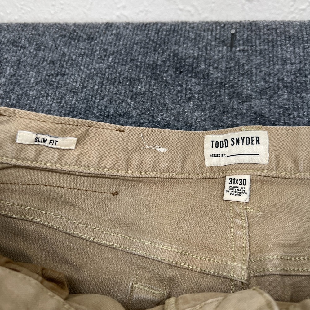 Todd Snyder Pants Men 31x30 Beige Chino Flat Front Straight Leg Zip Fly Stretch - Picture 4 of 16